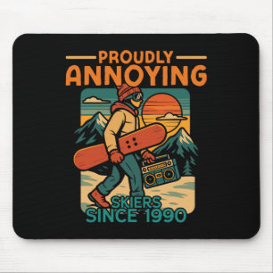 Snowboarding Snowboard Vintage Retro Proudly Annoy Mouse Pad