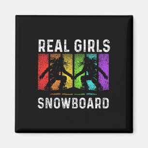 Snowboarding Snowboard Vintage Retro Real Girls Sn Magnet