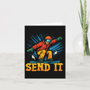 Snowboarding Snowboard Vintage Retro Send It 2 Card