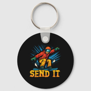 Snowboarding Snowboard Vintage Retro Send It 2  Key Ring
