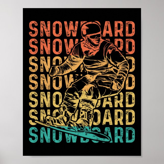 Snowboarding Snowboard Vintage Retro Snowboard  Poster (Front)