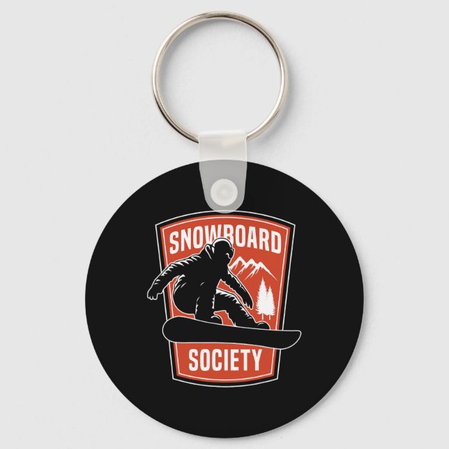 Snowboarding Snowboard Vintage Retro Society Snowb Key Ring (Front)