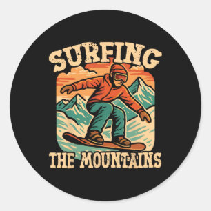 Snowboarding Snowboard Vintage Retro Surfing The M Classic Round Sticker