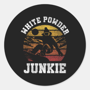 Snowboarding Snowboard Vintage Retro White Powder  Classic Round Sticker