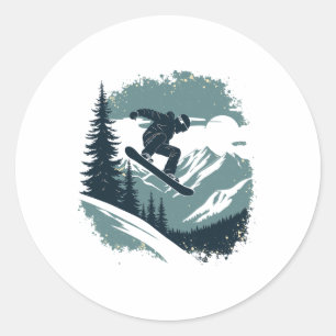 Snowboarding Snowboarder 2 Classic Round Sticker