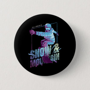 Snowboarding Snowboarder 6 Cm Round Badge