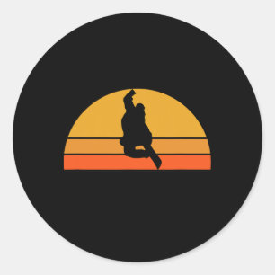Snowboarding Snowboarder Snow Snow Winter Sunset R Classic Round Sticker