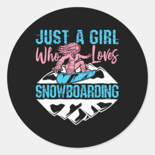 Snowboarding Snowboarder Winter Sports Women Girls Classic Round Sticker