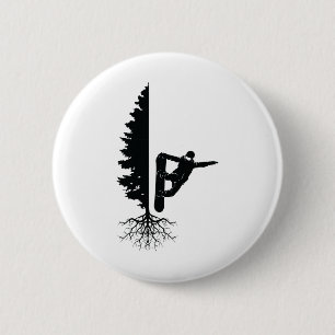 Snowboarding Snowborder Off Piste Tree 1  6 Cm Round Badge