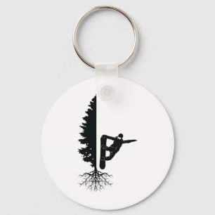 Snowboarding Snowborder Off Piste Tree 1 Key Ring