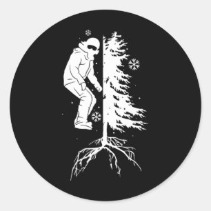 Snowboarding Snowborder Off Piste Tree Classic Round Sticker
