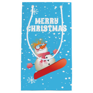 Snowboarding Snowman Wine Gift Bag