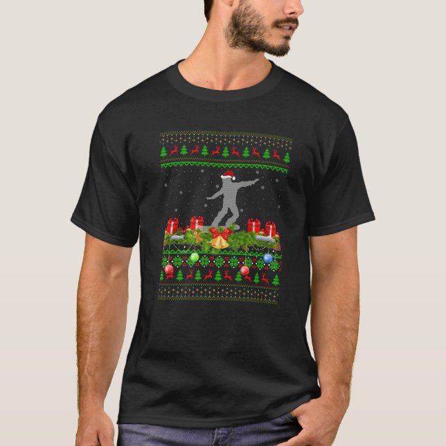 Snowboarding Sports Xmas Santa Ugly Snowboarding C T-Shirt (Front)