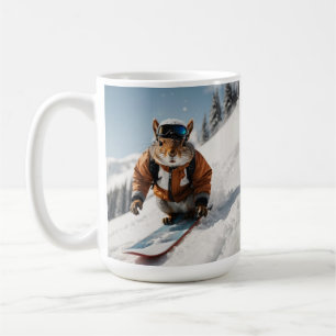 Snowboarding Squirrel Wintertime Whimsical Animal Coffee Mug
