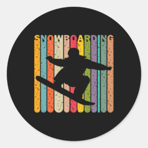 Snowboarding Stripes Après-ski Classic Round Sticker