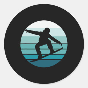 Snowboarding T Shirt Retro Vintage Cool Snowboard Classic Round Sticker
