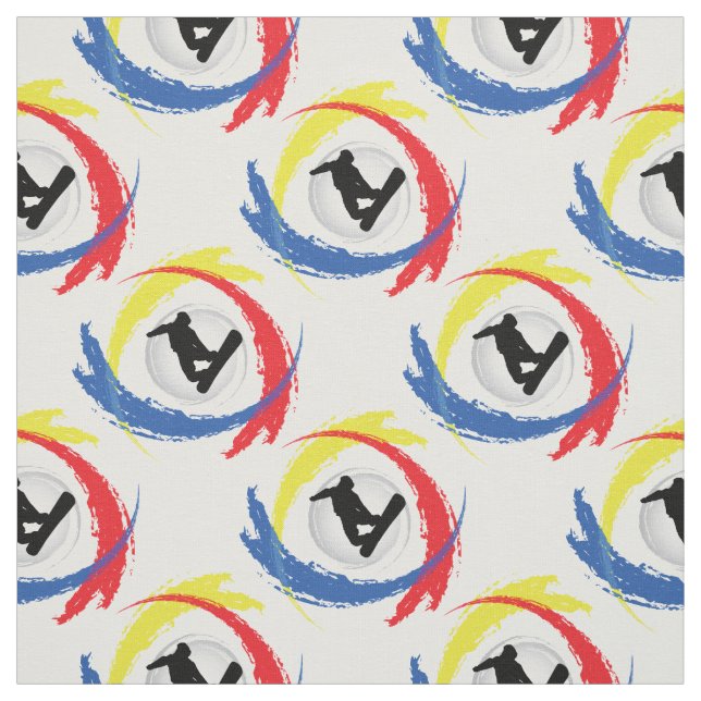 Snowboarding Tricolor Emblem Fabric (Swatch)