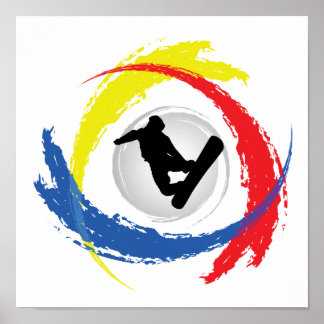 Snowboarding Tricolor Emblem Poster