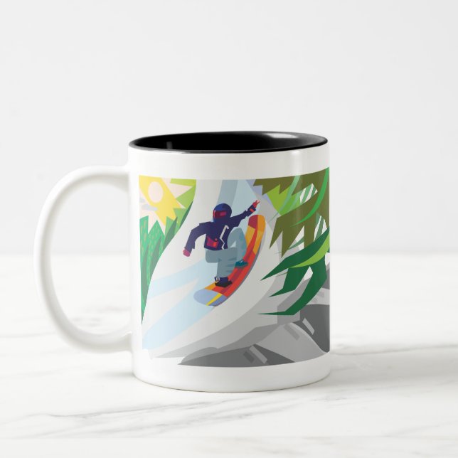 Snowboarding Two-Tone Coffee Mug (Left)