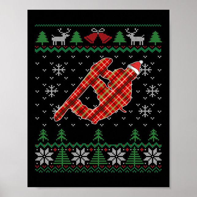 Snowboarding Ugly Christmas Snowboard  Poster (Front)