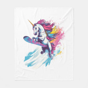 Snowboarding Unicorn (1) Fleece Blanket