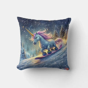 Snowboarding Unicorn Design by: Rich AMeN Gill Cushion