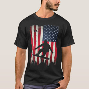 Snowboarding USA American Flag 4th of July Patriot T-Shirt