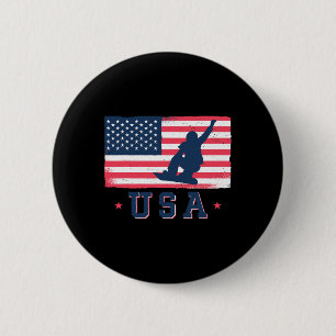 Snowboarding Usa American Flag Snowboard For Women 6 Cm Round Badge