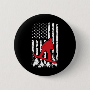 Snowboarding Usa American Flag Snowboarder 6 Cm Round Badge