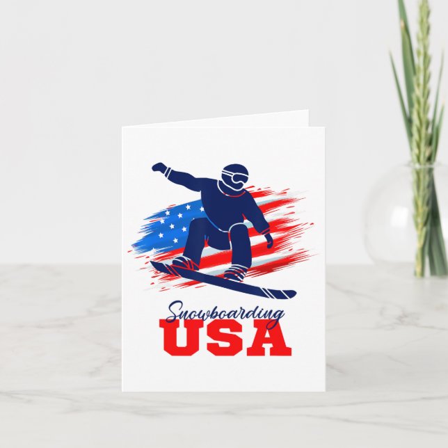 Snowboarding Usa Team American Flag Snowboard Spor Card (Front)