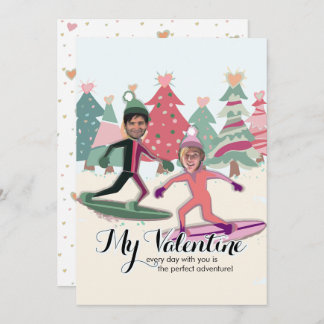 Snowboarding Valentines Holiday Card