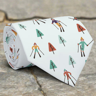 Snowboarding Winter Skiing Christmas Vibe Pattern Tie