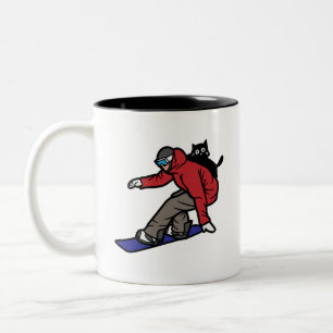 Snowboarding with My Cat Two-Tone Coffee Mug