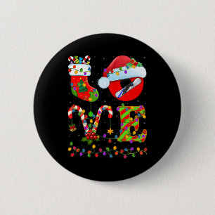 Snowboarding Xmas Lighting Santa Love Snowboarding 6 Cm Round Badge