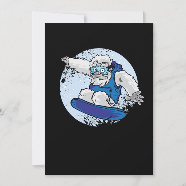 Snowboarding Yeti Big Foot Cool Winter Sports Gift Invitation (Front)