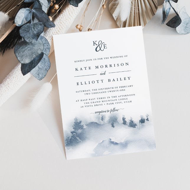 Snowbound | Monogram Wedding Invitation (Creator Uploaded)