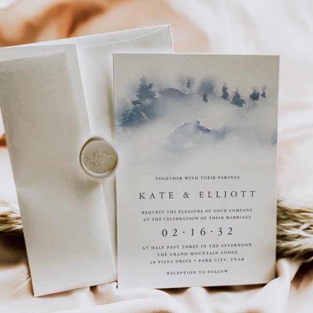 Snowbound | Snowy Mountain Winter Wedding Invitation (Creator Uploaded)
