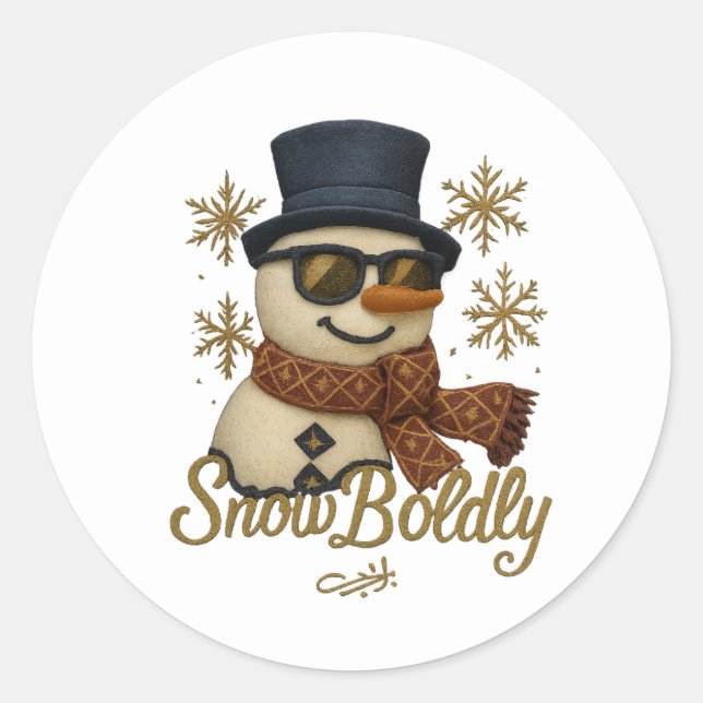 SnowBuddy Glitter Snowman Classic Round Sticker (Front)