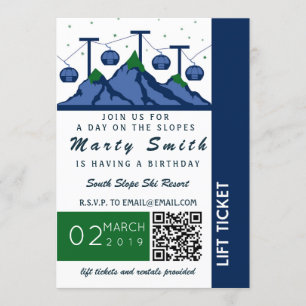 Snowcapped Mountain Lift Ticket Invitation