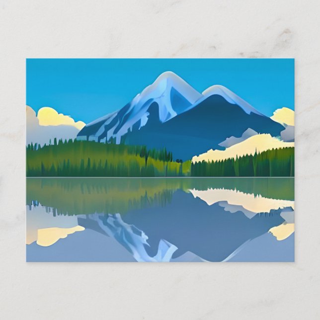 Snowcapped Mountains Reflected in a Lake Postcard (Front)