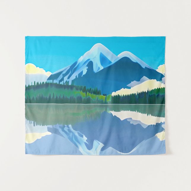 Snowcapped Mountains Reflected in a Lake Tapestry (Front (Horizontal))