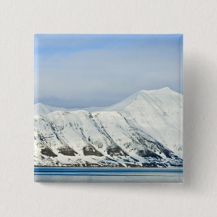 Snowcapped peaks Woodfjord Svalbard 2 15 Cm Square Badge