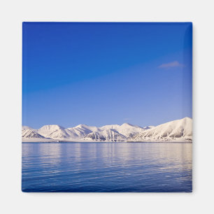 Snowcapped peaks Woodfjord Svalbard Magnet