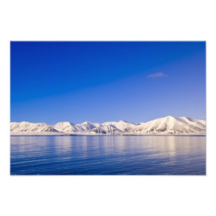Snowcapped peaks Woodfjord Svalbard Photo Print