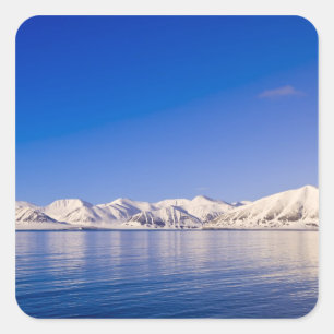 Snowcapped peaks Woodfjord Svalbard Square Sticker