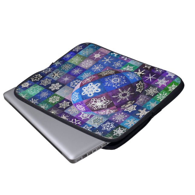 Snowcatcher Snowflake Temperature Quilt Laptop Sleeve (Front Bottom)