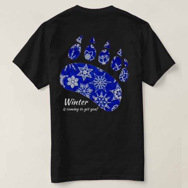 Snowcatcher Snowflakes Winter Bear Dark T-Shirt (Design Back)