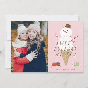 Snowcone Photo Christmas Card - Pink