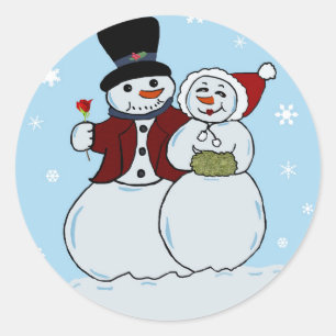 Snowcouple Classic Round Sticker