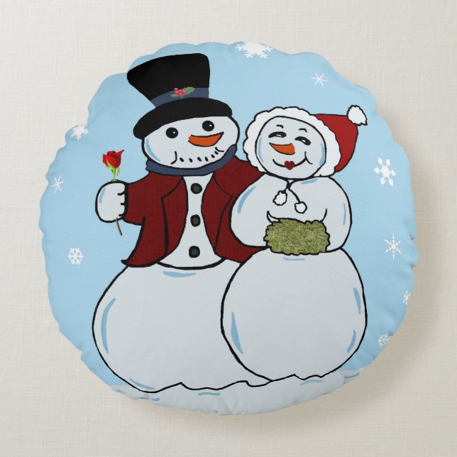Snowcouple Round Cushion (Front)